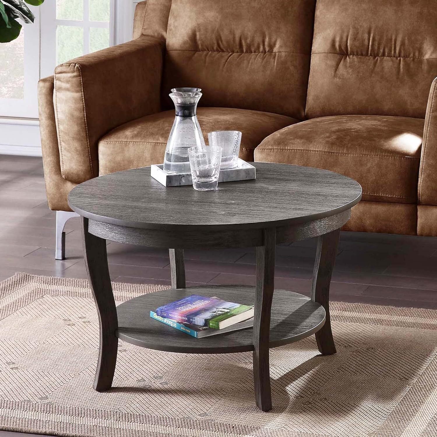 Convenience Concepts American Heritage Round Coffee Table 30" in Dark Gray Wood