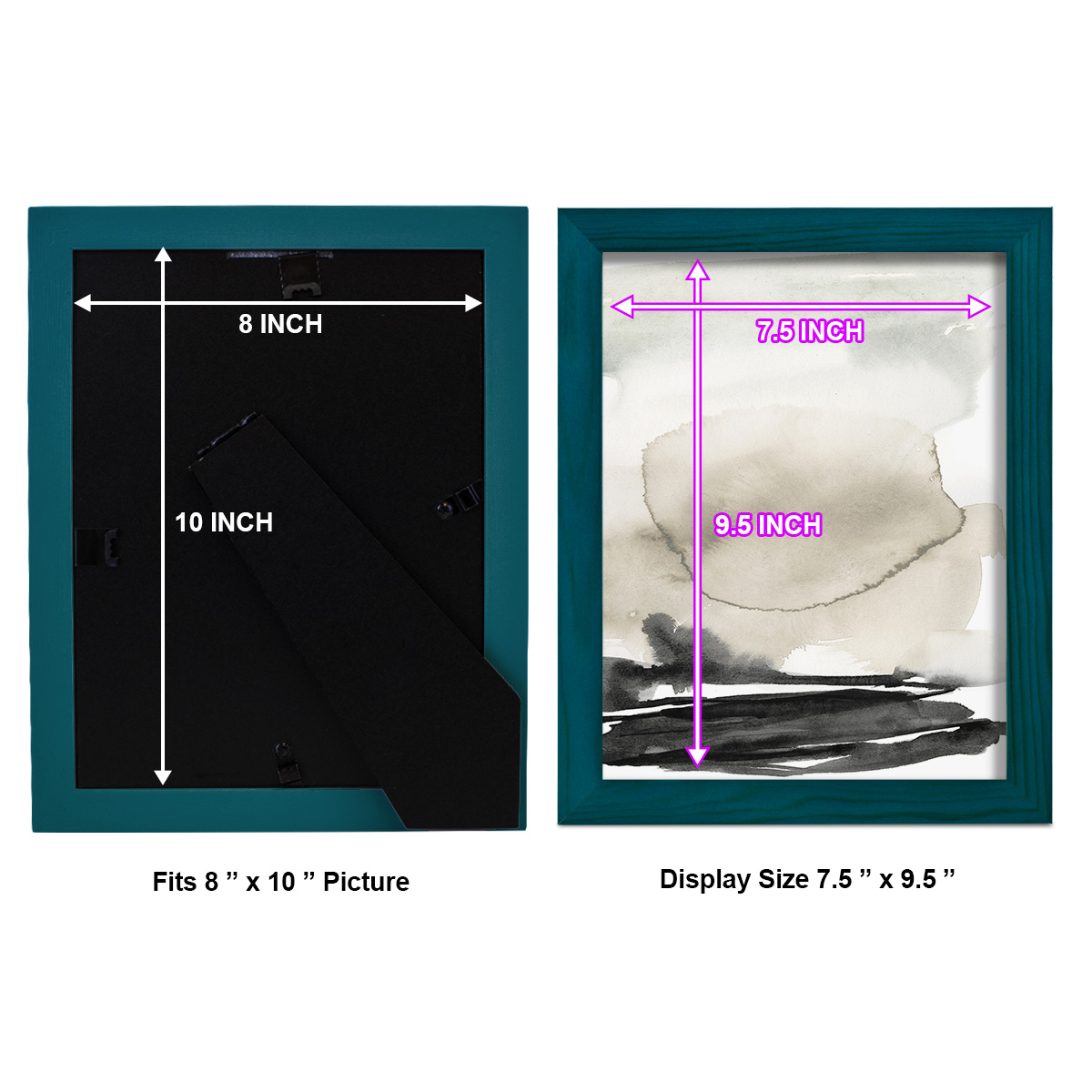 Ebony Horizon Triptych II - Framed Print w/glass - Ocean Blue