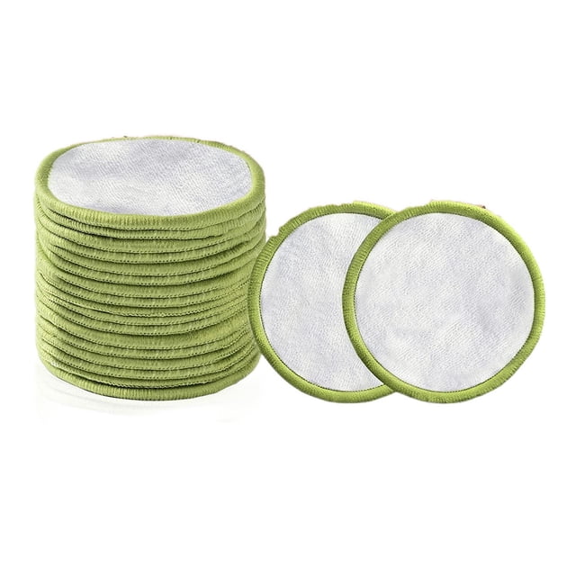 Almohadillas desmaquillantes reutilizables (paquete de 20) con una bolsa de lavandería lavable y una caja redonda para almacenamiento | Rondas de algodón de bambú reutilizables para todo tipo de piel