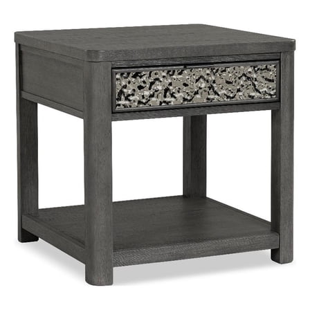Furniture of America Selyra Wood 1-Drawer Gray End Table with Shelf