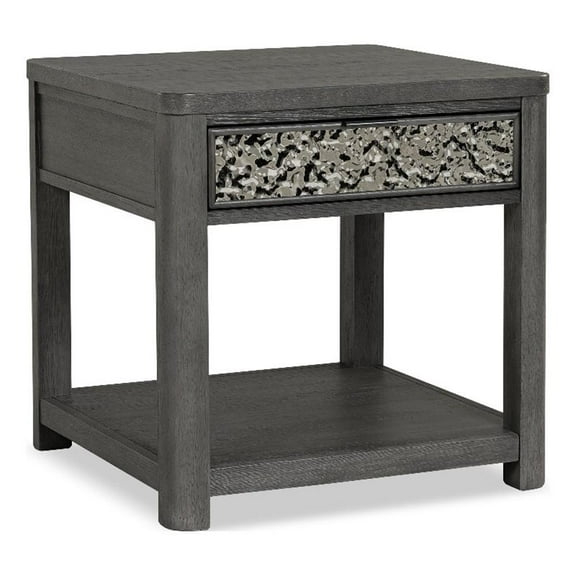 Furniture of America Selyra Wood 1-Drawer Gray End Table with Shelf