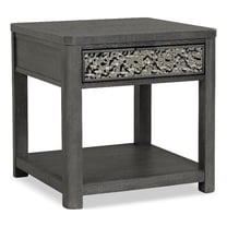 Furniture of America Selyra Wood 1-Drawer Gray End Table with Shelf
