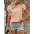 thumbnail image 4 of ASDFVBKG Summer Tops for Women Soft Short Sleeve Eyelet Crewneck T Shirts Trendy Solid Casual Loose Fit Outfits Orange XL, 4 of 4