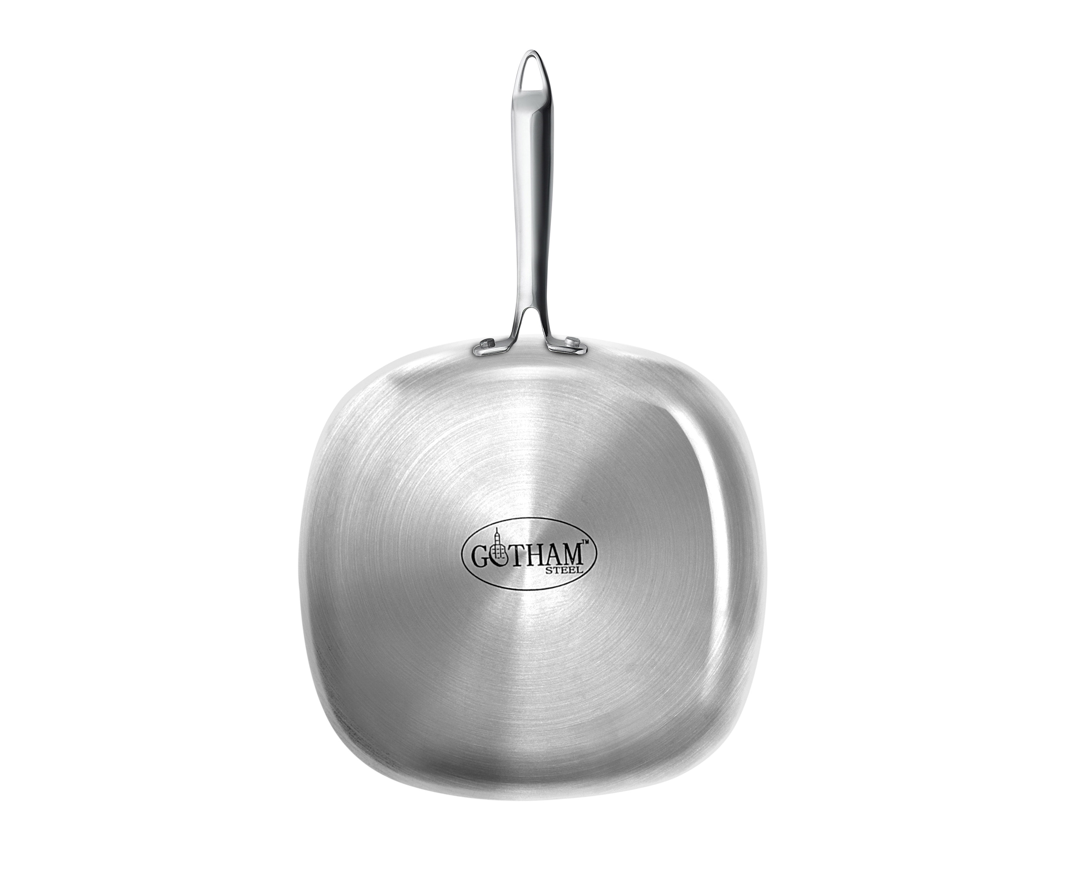 Gotham Steel Stainless Steel Premium 10” Square Frying Pan, with Super Nonstick Ti- Cerama Copper Coating