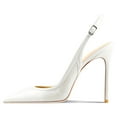 thumbnail image 3 of FSJ Women High Heels Pointed Toe Slingback Pumps Ankle Strap Stiletto Sandals Slip On Office Lady Party Dressy Shoes Size 8 Beige, 3 of 4