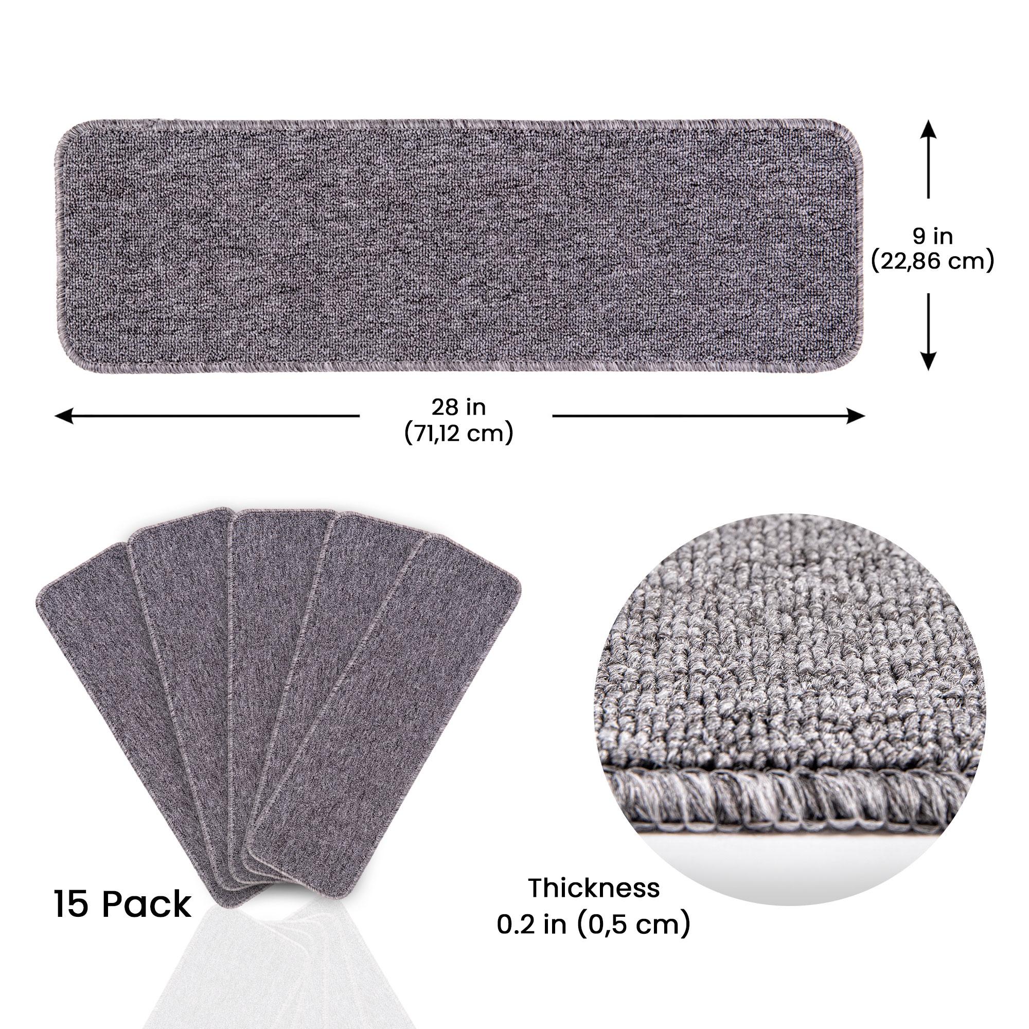 SussexHome Carpet Stair Treads for Wooden Steps - Indoor Staircase Step Treads with Thick Carpet - Self Adhesive Safety Treads to Prevent Slipping - Pet & Kid-Friendly - 15-Pack