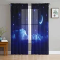 thumbnail image 2 of Cortinas transparentes con diseño de cielo nocturno, estrellas y luna, para sala de estar, ventanas, dormitorio, cocina, decoración del hogar, cortinas de gasa, 2 of 5