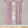 thumbnail image 5 of Ambesonne Norwegian Window Curtains, Floral Art with Owl Motif, Each 28" W x 95" L, Sea Blue Dark Coral, 5 of 5
