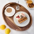 thumbnail image 5 of Acacia Wood Serving Tray with Handles - 17'' x 13'' Round, Decorative Ottoman Trays for Breakfast, Home Decor, Tea Party, Coffee Table, Candle Display, Kitchen Counter Board, 5 of 5
