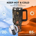 thumbnail image 4 of 40 oz Insulated Tumbler with Handle, Leak-Proof Straw Lid, Stainless Steel Travel Mug for Car & Road Trips - Skull Flowers Illustration, 4 of 6