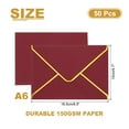 thumbnail image 2 of Uxcell 50 Pack A6 Envelopes, 4x6 Card V Flap Envelope Round Edge Valentine Envelopes with Gold Border for Office Wedding Card Invitations Graduation Party Gift, Burgundy, 2 of 8