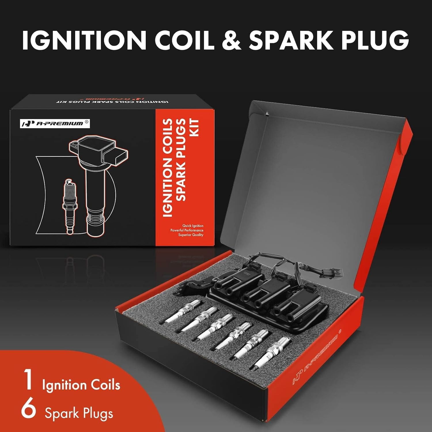 A-Premium Ignition Coils and Spark Plugs Kits Compatible with Hyundai Tucson 2005-2009 & Kia Sportage 2005-2010, Replaces# 2730137150, BKR5EGP