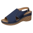thumbnail image 6 of Platform Wedges Heels for Women Comfy Orthopedic Sandals Open Toe Splice Leather Back Strap Walking Shoes Blue Size 9, 6 of 7