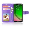 thumbnail image 3 of Value Pack for 5.7" Motorola Moto G7 Play Glitter Hybrid Material Grip & Anti-Slip Dust & Debris Protection Shock Absorption Foldable Stand Landscape Mode Leather Strap Slot Wallet Case + [Purple], 3 of 4