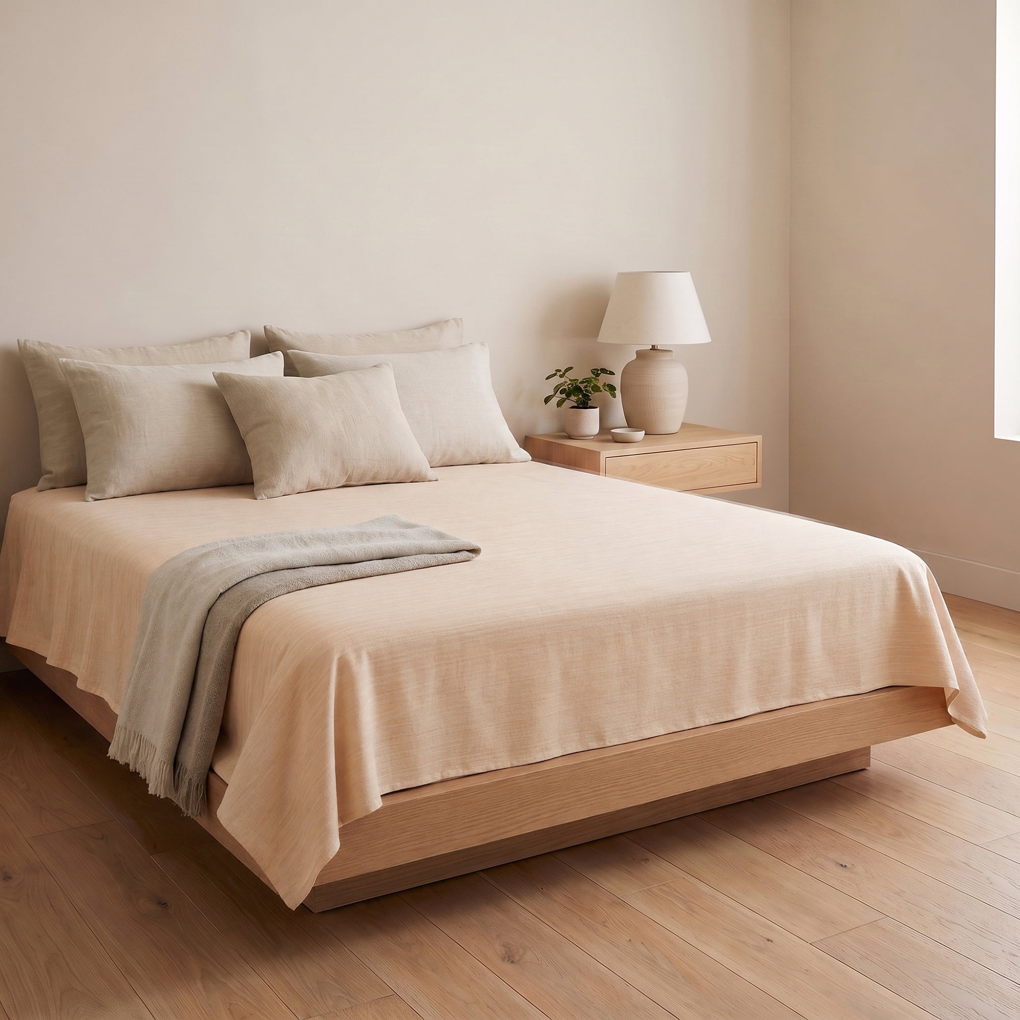 Unique Bargains Double Gauze Bed Sheet Soft Flat Sheet Use Light Pink 91"x96"