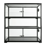 REPTIZOO Double Stacked Reptile Tank 36 Gallon, Reptile Terrarium 30 x 12 x 32, Black