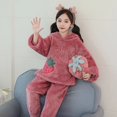 thumbnail image 2 of Pijamas gruesos de felpa para niñas, ropa de dormir cálida de invierno, Pijama completo de franela para niños, trajes de Navidad, ropa de dormir con capucha de lana Coral, 2 of 4