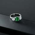 thumbnail image 3 of Gem Stone King 925 Sterling Silver Green Nano Emerald and Lab Grown Diamond Engagement Ring for Women | 3.50 Cttw | Cushion 8MM | Gemstone May Birthstone | Size 8, 3 of 5