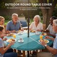 thumbnail image 2 of Round Outdoor Tablecloth with Umbrella Hole and Zipper, Teal Ombre Fitted Table Cover with Elastic Edge for 31-35 Inch, Farmhouse Vintage Wooden Striped Waterproof Patio Tablecoths for Picnic, 2 of 9