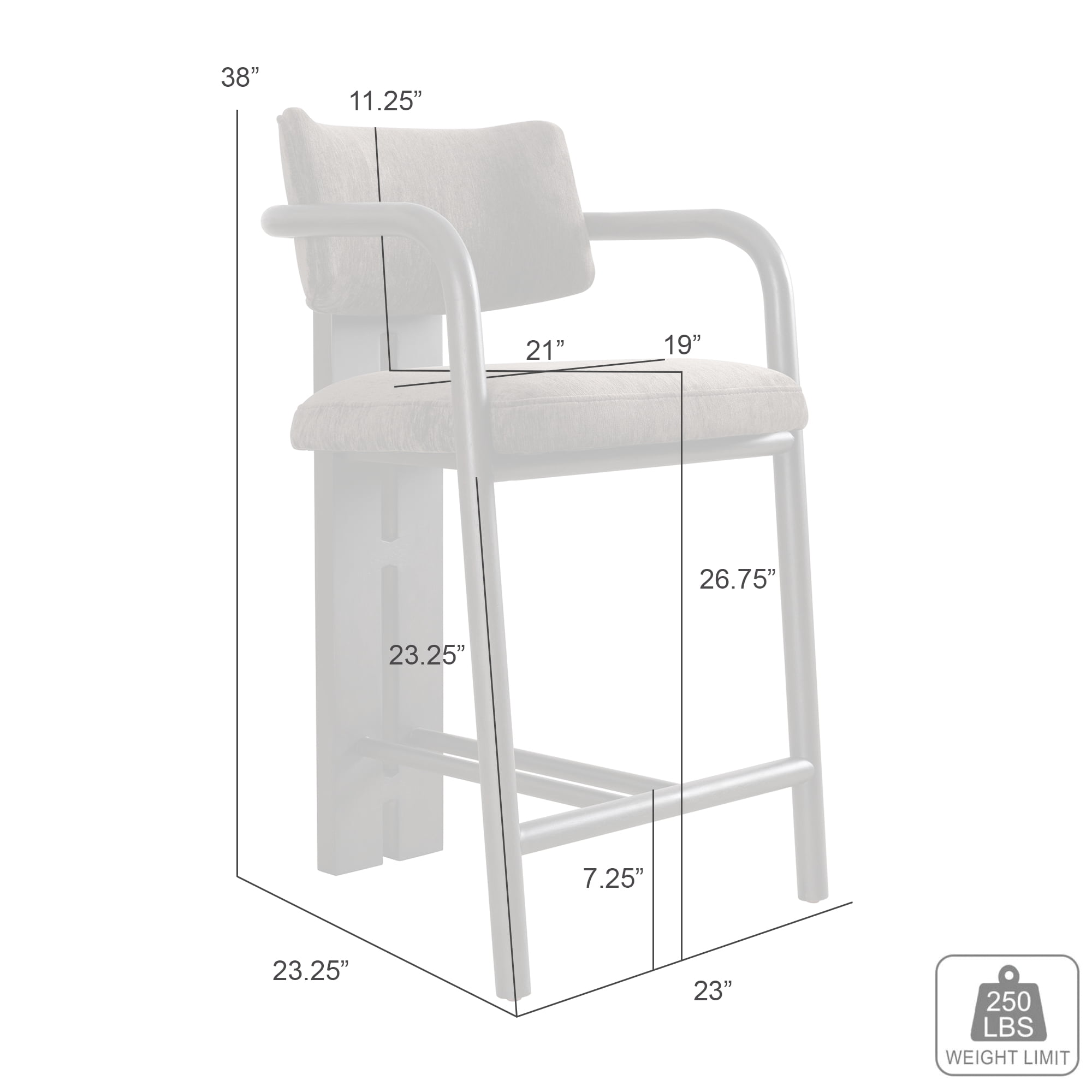 Aaliyah Espresso Solid Wood Upholstered 26" Counter Height Barstool with Brindle Brown Seat - Set of 3