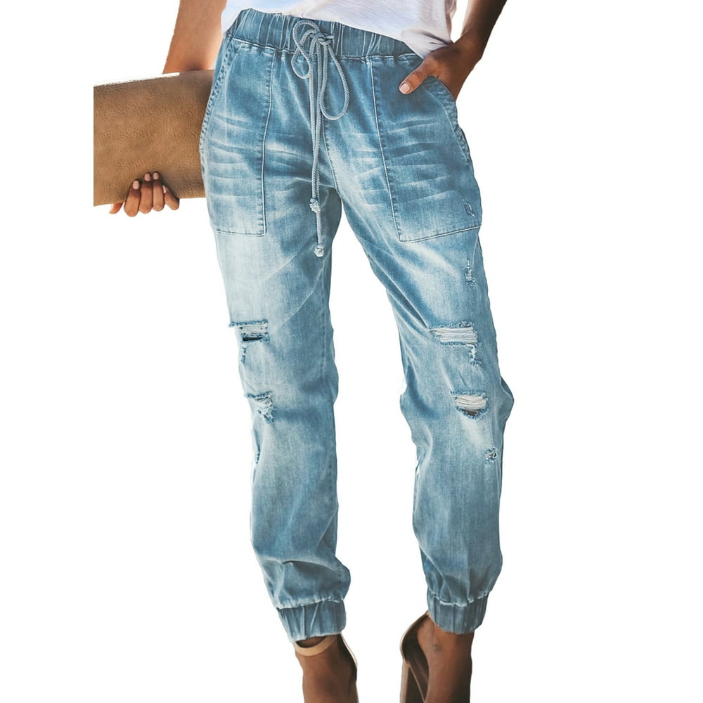 plus size denim jogger pants
