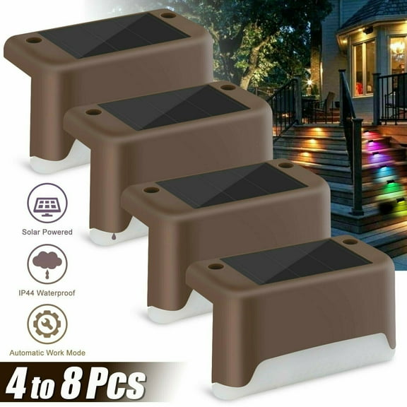 4 Pack Solar Deck Lights,Waterproof Outdoor Solar Wall Lights for Deck,Patio,Stairs,Yard,Path and Driveway,Cool White