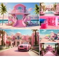 thumbnail image 2 of Photography Background Summer Pink Car Tropical Seaside Beach Kids Birthday Party Portrait Decor Photo Backdrop Studio, 2 of 7