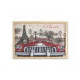 thumbnail image 1 of Retro Wall Art with Frame, European Parisian City Scenery with Old Auto Mousque and Eiffel Silhouette Art, Printed Fabric Poster for Bathroom Living Room, 35" x 23", Red Cream Grey, by Ambesonne, 1 of 2