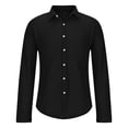 thumbnail image 5 of Yaoyar Men's Summer Breathable Solid Crinkle Texture Camp Collar Button Front Long Sleeve Lightweight Casual Shirt, 5 of 7