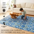 thumbnail image 4 of My Magic Carpet 2.5'x7' Machine Washable Non-Slip Kitchen Hallway Runner Rug - Leilani Damask Blue, 4 of 6