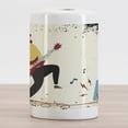 thumbnail image 2 of Rock and Roll Ceramic Toothbrush Holder, Grungy Pattern of a Young Man Performing, Decorative Versatile Countertop for Bathroom, 4.5" X 2.7", Ivory Multicolor, 2 of 4