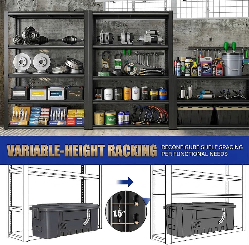 Howcool Heavy Duty Garage Shelving 3050 lbs, 5-Tier Adjustable Metal Storage Shelves, 84" x 24" D x 55" W Large Shelving Unit, Industrial Garage Storage Rack for Basement Warehouse