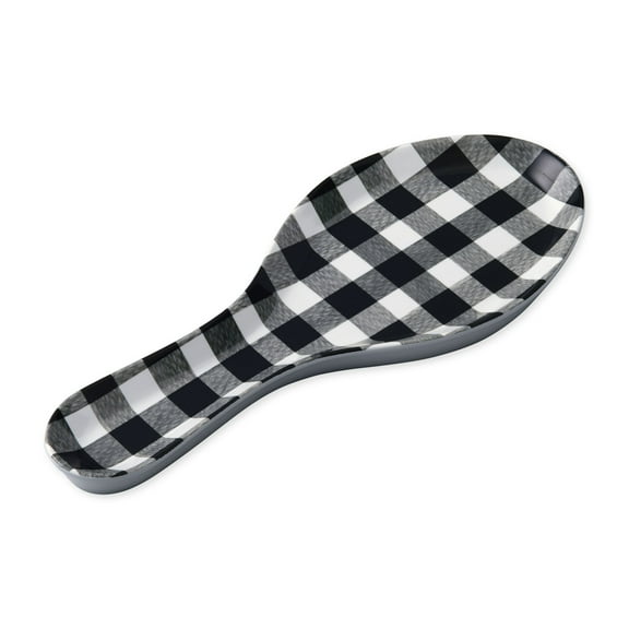 Supreme Housewares Black Gingham Melamine Spoon Rest Spoon Holder Kitchen Utensil Holders
