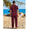 thumbnail image 5 of COOFANDY Mens White Outfit Summer Beach Outfits for Men Casual Short Sleeve Shirts and Pants Sets, 5 of 6