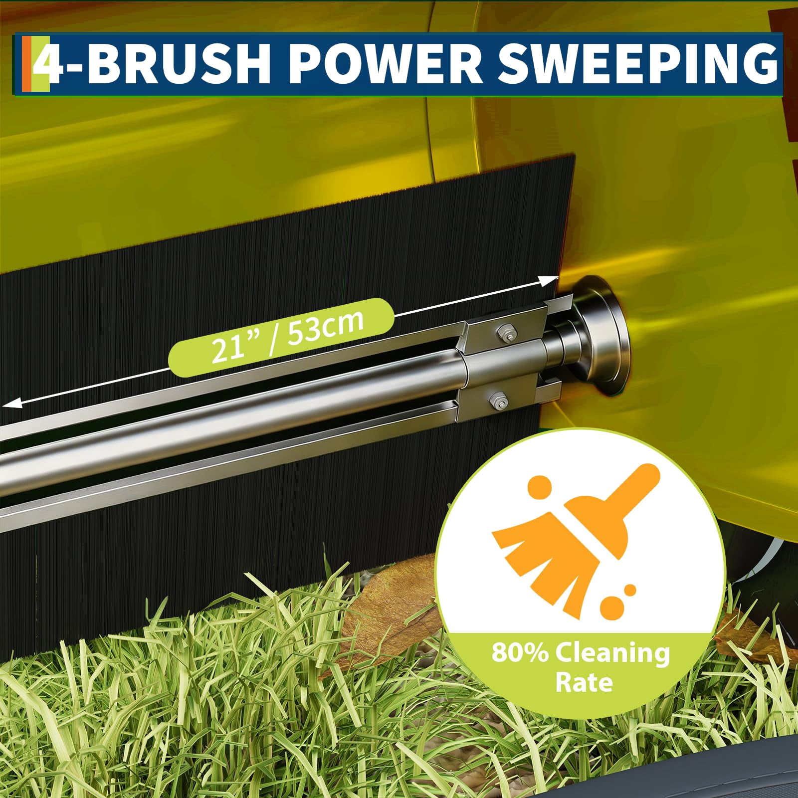 CuisinAid 21-Inch Push Lawn Sweeper,Large 3.5 Cu.Ft Manual Leaf & Debris Collector with Heavy-Duty Steel Frame, Easy-to-Use Pusher for Lawn Care,Yellow