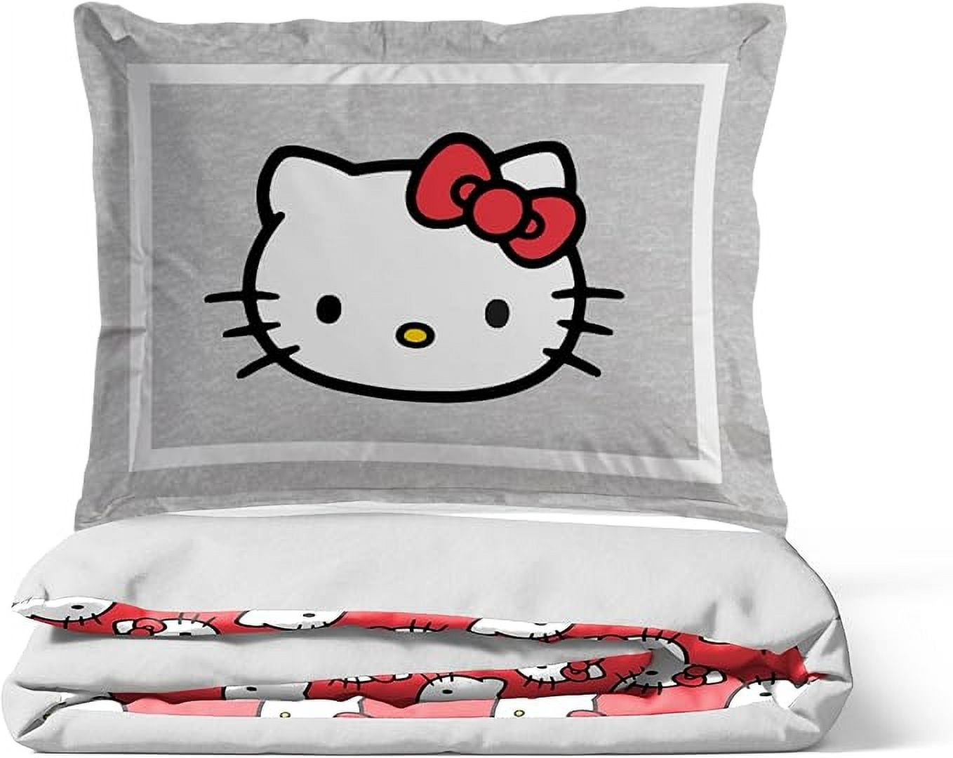 Hello Kitty Heathered Grey 2 Piece Twin Size Duvet Cover & Sham Set