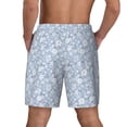 thumbnail image 4 of Balery Gray White Floral Mens Swim Trunks Swim Shorts for Men Quick Dry Inseam Beach Shorts with Compression Liner Pocket-Large, 4 of 9