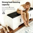 thumbnail image 6 of NYBOPAVIS 47" Wooden Storage Bench with Storage & Cushion, Upholstered Storage Bench with Safety Hinges for Entryway, Bedroom, White, 6 of 11
