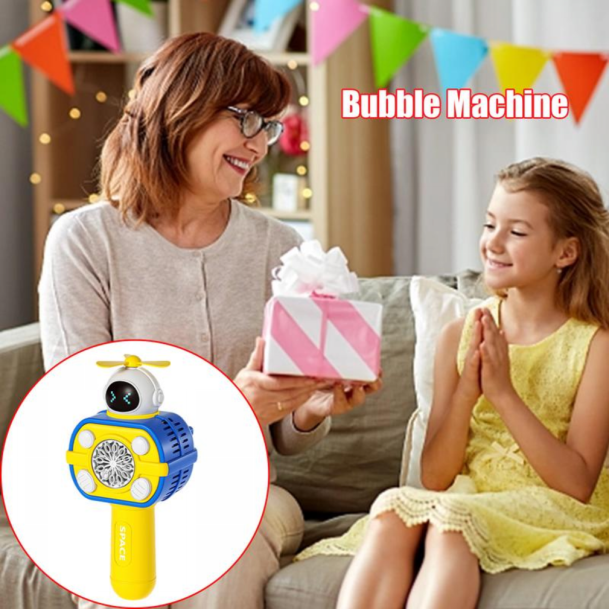 Bubble Wands Automatic Bubbles Machine for Kids, Bubble Maker Blowers for Boys Girls Outdoor Play Toys & Christmas Birthday Parties Gifts(Violet)