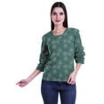 thumbnail image 2 of Moomaya T-Shirt Court pour Femmes en Coton Imprimé à Manches à Volants Grande Taille, 2 of 4