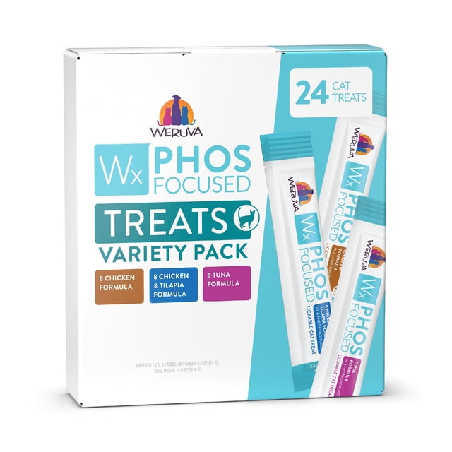 Premios para gatos Weruva Wx Phos Focused, pack variado de 24 tubos