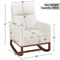 thumbnail image 4 of Alden Design Boucle Upholstered Rocking Chair with Side Pockets for Living Room, Ivory, 4 of 7