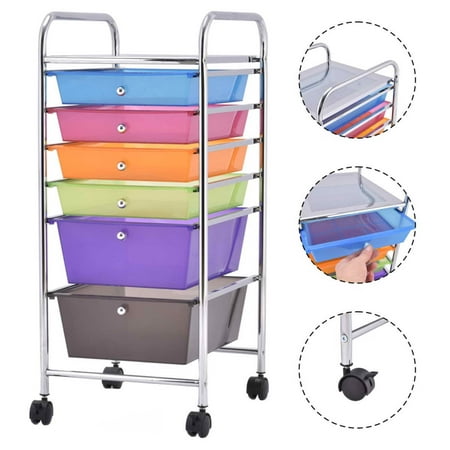 Topbuy 6 Drawer Scrapbook Paper Organizer Rolling Storage Cart for Office School (Best Rolling Papers Uk)