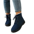 thumbnail image 2 of Winter Snow Boots for Women, Warm Fur Lined Ankle Boots Comfortable Suede Lace Up Booties Cute Flat Shoes (Blue,42), 2 of 8