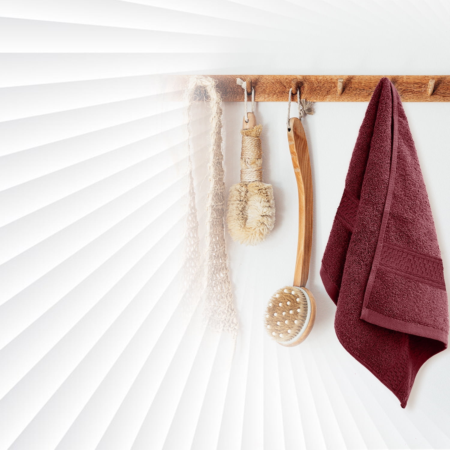 Dan River Hand Towel pack of 6 Quick Dry And Absorbent Cotton Towels for Bathroom - Burgundy 16x28in
