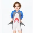 thumbnail image 3 of Kid Boys Chic Animals Printed One-Piece Rash Guard with Sun Hat 2pcs Swimsuit Pool Beach Bathing Suit (Blue and Grey Shark, 4T), 3 of 3