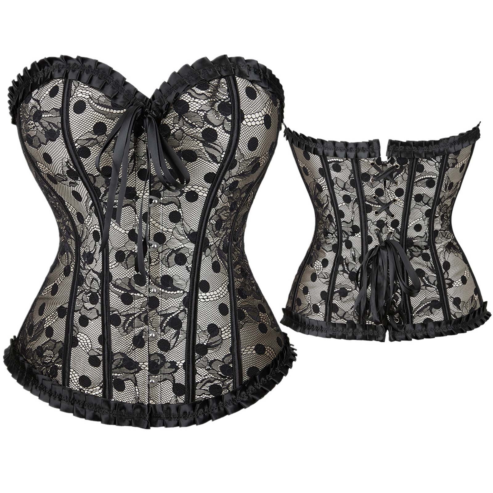 FAKKDUK Corset Tops, Bustier Tops for Women with Spaghetti Straps, Sexy  Boned Top, Plus Size Corsets For Women Bustier Lingerie For Halloween  Costume