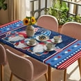 thumbnail image 3 of Independence Day Table Cloths for 4 Foot Rectangle Tables, Patriotic Gnomes USA Flag Firework Patio Waterproof Elastic Fitted Tablecloths, Washable Rectangular Table Cover for Camping, 3 of 8