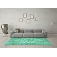 thumbnail image 3 of Ahgly Company Machine Washable Indoor Rectangle Medallion Turquoise Blue Traditional Area Rugs, 6' x 9', 3 of 4