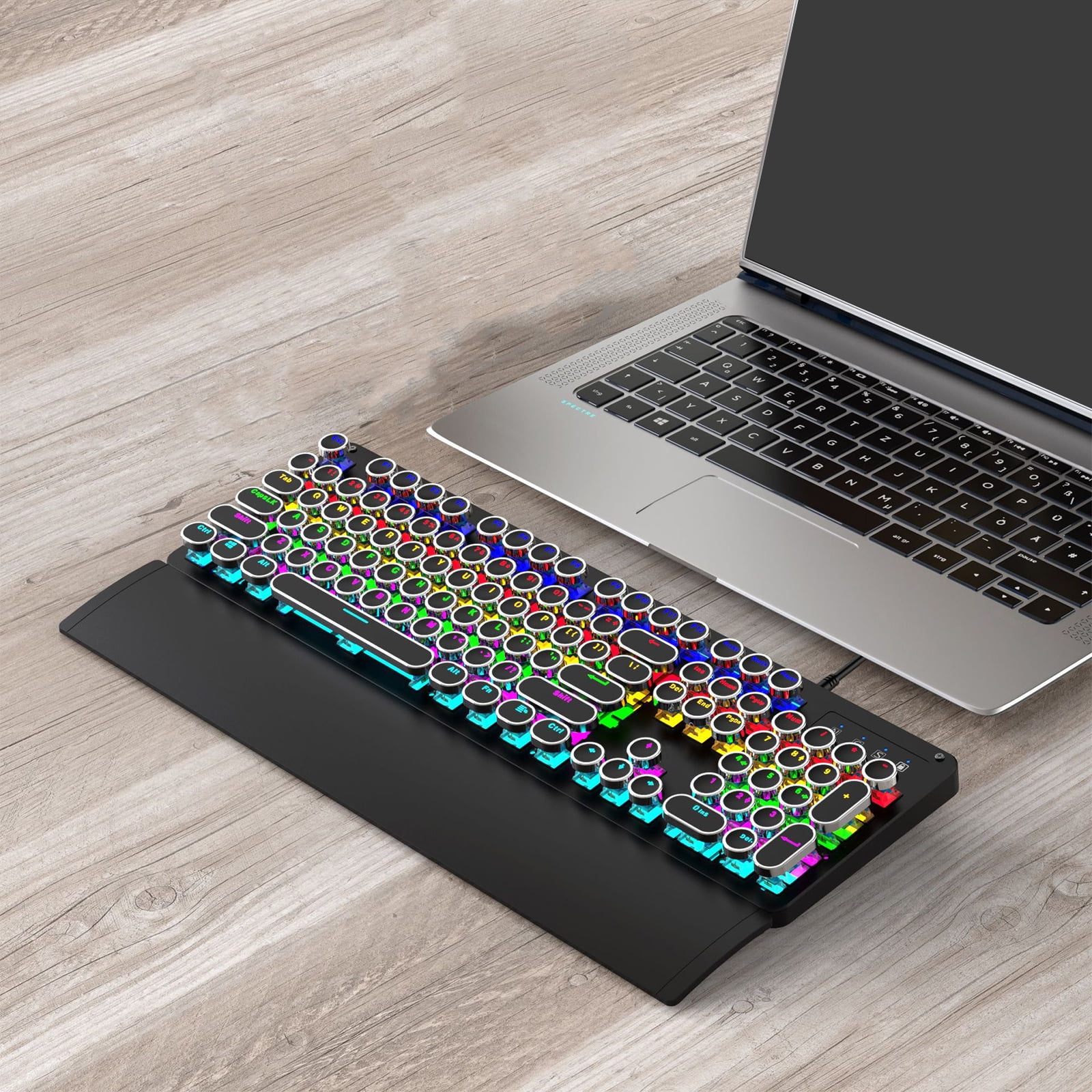 LED Illuminates Mechanical Keyboard Backlits Effects Hot Swappable Switches ABS Keycaps Wire Type C Connection